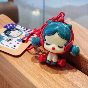 3D Space Skull Panda Doll Pop Mart Keychains - Red